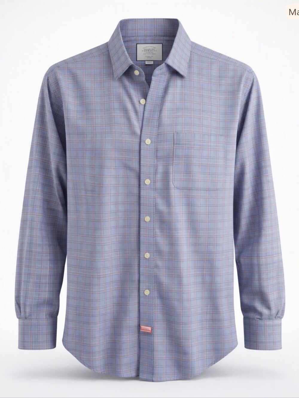Charles Tyrwhitt Red and Blue Cotton Plaid Dress Shirt 17.5  35